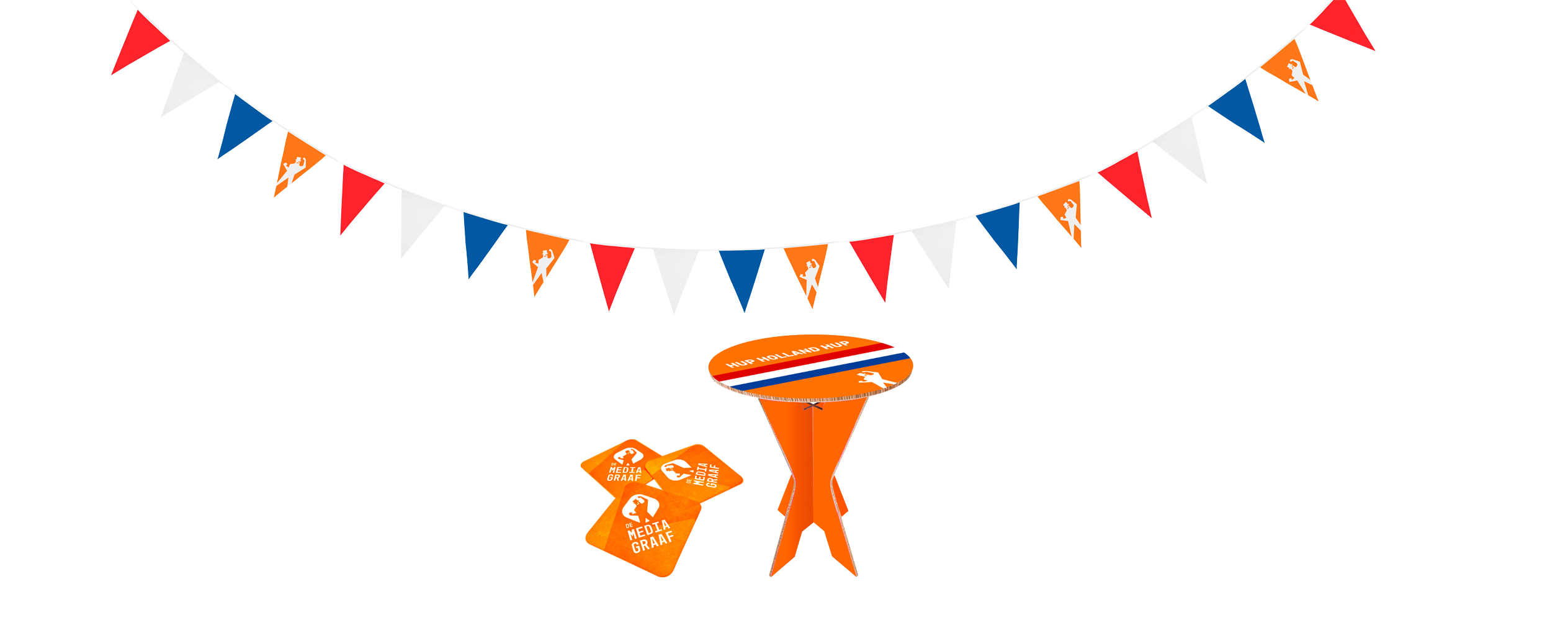 Vlaggenlijn statafel viltjes onderzetters met je eigen logo gepersonaliseerd 1